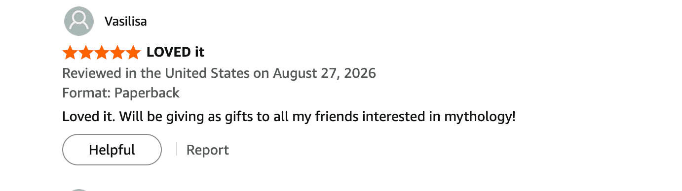 Five-star Amazon review of Pantheon: The Elemental Artifact, screenshot 2