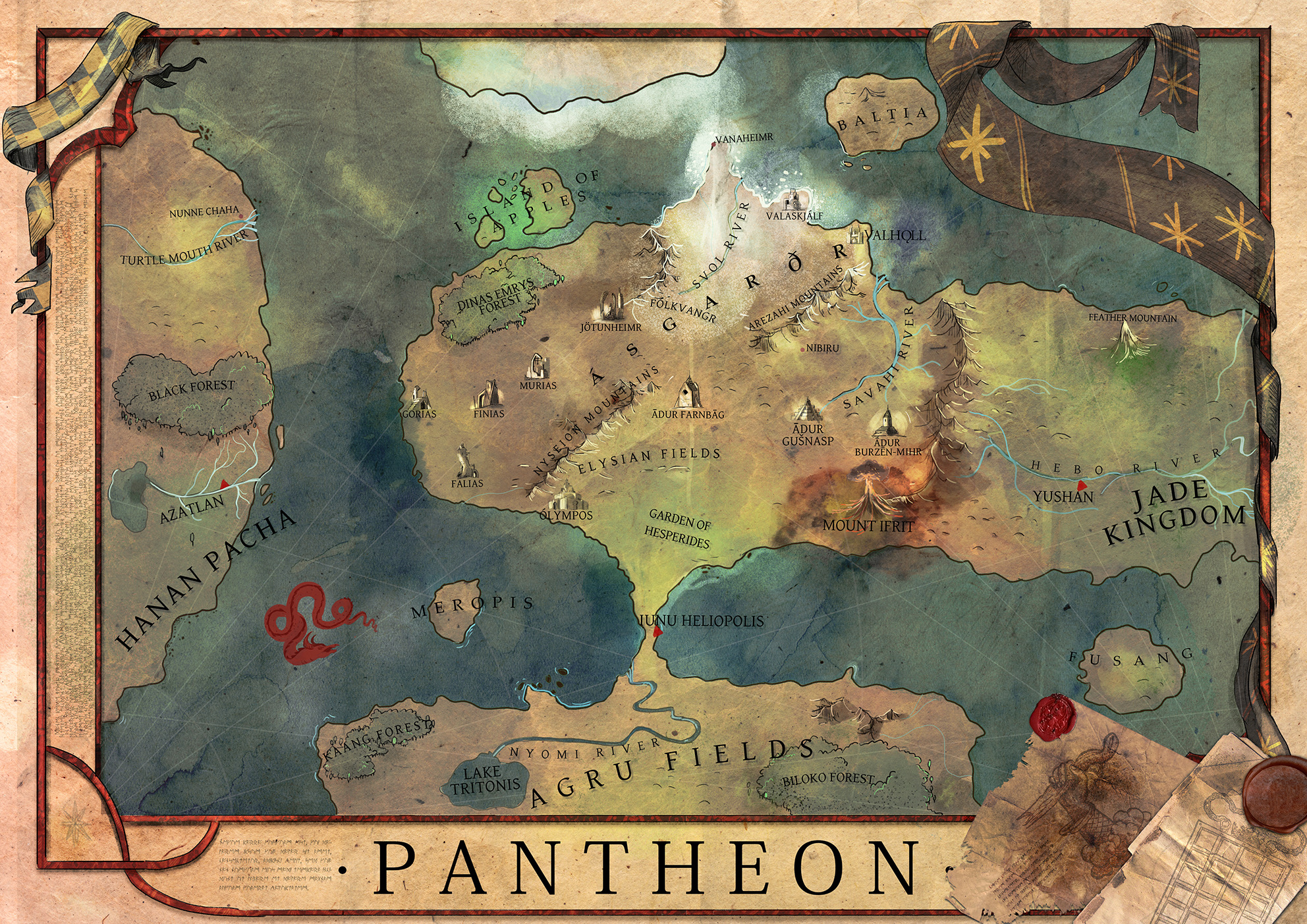 Map of the world of Pantheon